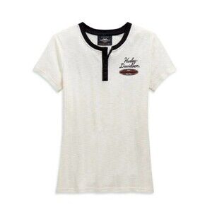 Harley Davidson Women's Winged Logo Short Sleeve Henley